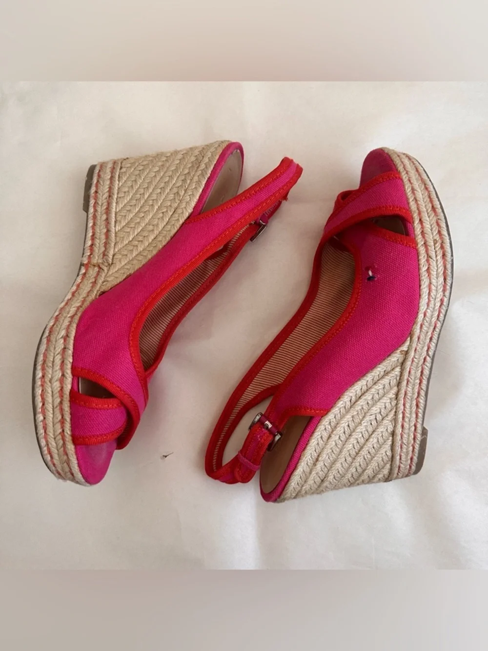 Pink Espadrille Wedge Slingback Platform Women 7M Tommy Hilfiger Y2K Resort Beac